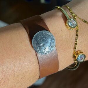 Brown Leather Bracelet with Silver Accent